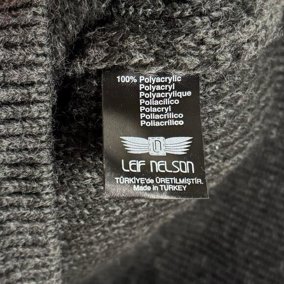 Leif Nelson Gray Streetwear Knit Shawl Drawstring Neck Fitted Sweater Sz Small - Picture 4 of 11